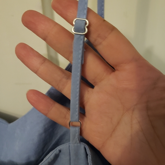 Light Blue Faux Suede Summer Dress - Picture 4 of 10